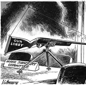 CARTOON: GUN LOBBY, 1976. Cartoon comment on the defeat of a 1976 gun control bill by the U
