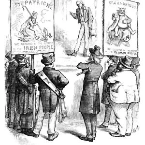 CARTOON: IMMIGRATION, 1877. Reform is Necessary in the Foreign Line. Cartoon by Thomas Nast