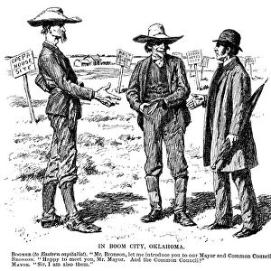 CARTOON: OKLAHOMA, 1891. In Boom City, Oklahoma