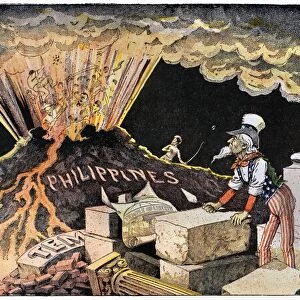 CARTOON: PHILIPPINES, 1899. A discouraging undertaking. American newspaper cartoon about the Philippines Insurrection. Wood engraving, 1899