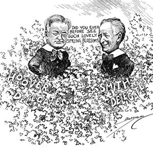 Cartoon on the Presidential election of 1928 between Herbert Hoover (left) and Alfred E. Smith. Drawing, 1928, by Clifford Berryman