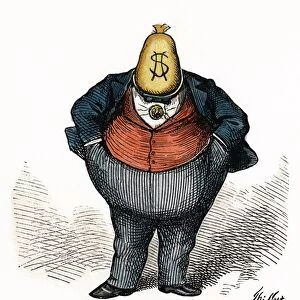 CARTOON: TWEEDs RING, 1871. The Brains. Cartoon of William Marcy Boss Tweed