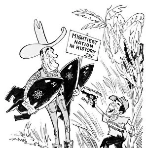 CARTOON: VIETNAM WAR, 1964. Stick em up! Cartoon comment on the difficulties
