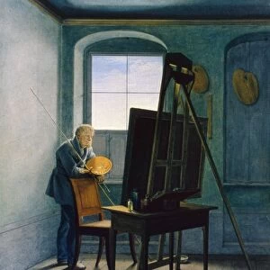 CASPAR DAVID FRIEDRICH (1774-1840). German painter. Caspar David Friedrich in his studio