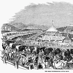 CATTLE SHOW, 1844. The Great Poughkeepsie Cattle Show. Engraving, 1844