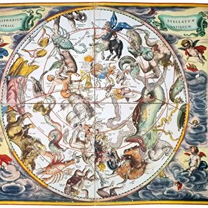 CELESTIAL PLANISPHERE, 1660. Celestial planisphere of the southern hemisphere from Andreas Cellarius Atlas Coelestis seu Harmonia Macrocosmica published, 1660, in Amsterdam