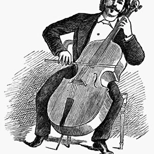 CELLIST, 1883. Dutch cellist Joseph Hollman (1852-1927) playing a nocturne. Wood engraving, English, 1883