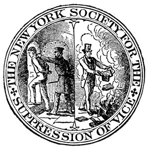 CENSORSHIP SEAL, 1873. The seal of the New York Society for the Suppression of Vice