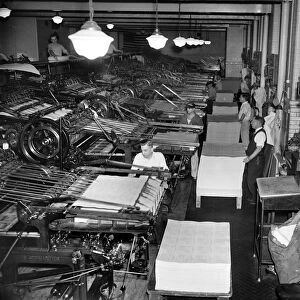 CENSUS PRINTING, 1937. Unemployment census questionnaires being printed at the