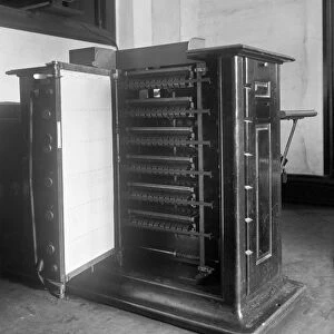 CENSUS TABULATOR, 1917. American census tabulating machine. Photograph, 1917