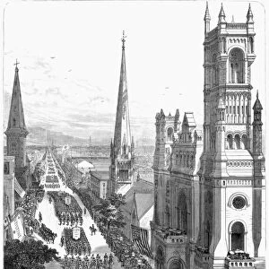 CENTENNIAL FAIR, 1876. Procession of the Grand Commandery of the United States Knights Templars