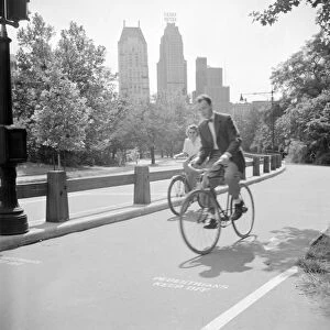CENTRAL PARK, 1942. Riding bicycles in Central Park in New York City