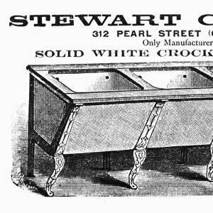 CERAMIC SINK ADVERTISEMENT. American advertisement for wash tubs made by the Stewart Ceramic Company, 1890