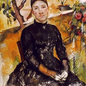CEZANNE: MME CEZANNE, 1890. Paul Cezanne: Madame Cezanne dans la Serre. Canvas, 1890