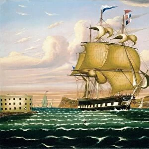 CHAMBERS: NEW YORK. Packet Ship Passing Castle Williams, New York Harbor