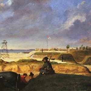 CHAPMAN: BATTERY RUTLEDGE. Conrad Wise Chapman: Battery Rutledge, Charleston, Dec. 3, 1864: oil on board