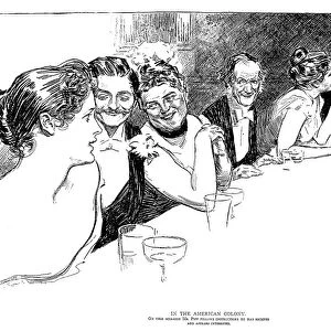 Charles Dana Gibson (1867-1944). American illustrator. In The American Colony. On This Occasion, Mr. Pip Follows Instructions, He Has Received And Appears Interested. Pen and ink drawing, 1898