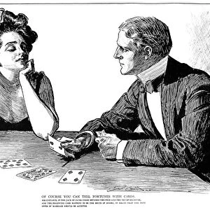 Charles Dana Gibson (1867-1944). American illustrator. Of Course, You Can Tell Fortunes With Cards. Pen and ink drawing, 1900