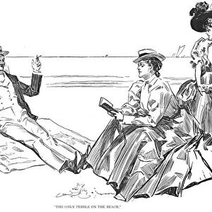 Charles Dana Gibson (1867-1944). American illustrator. The only pepple on the beach. Pen and ink drawing, 1900