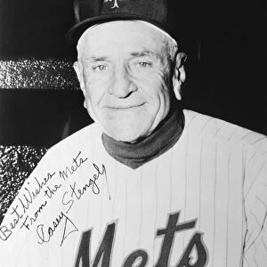 Charles Dillon Stengel. American baseball player and manager. Photographed while manager of the New York Mets, c1963