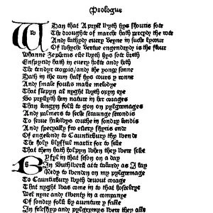 CHAUCER: CANTERBURY TALES. The beginning of the Prologue to Geoffrey Chaucer s