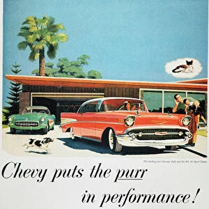 CHEVROLET AD, 1957. Chevrolet automobile advertisement from an American magazine, 1957