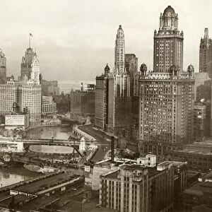 CHICAGO, 1931. A view of the Chicago skyline, including the Carbide and Carbon Building