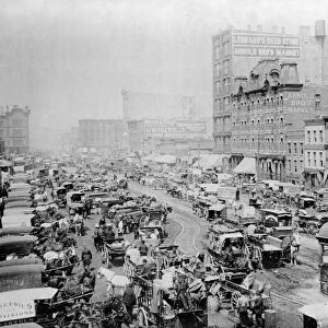 CHICAGO: HAYMARKET SQUARE. View of Haymarket Square in Chicago, Illinois. Photogravure