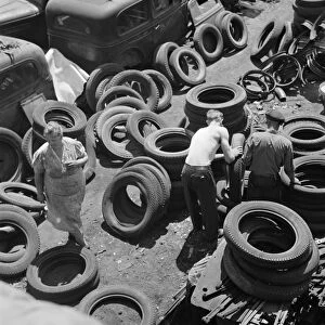 CHICAGO: SCRAP YARD, 1942. An automobile salvage yard, providing scrap metal