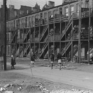 CHICAGO: SOUTH SIDE, 1941. Apartment buildings on the South Side of Chicago, Illinois