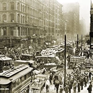 CHICAGO: TRAFFIC, 1909. Congested traffic on Dearborn Street, Chicago, Illinois
