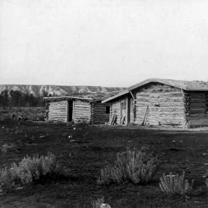 CHIMNEY-BUTTE RANCH. Photograph of log cabin on Chimney-Butte Ranch, home of Theodore