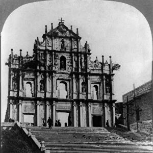 CHINA: CHURCH, c1904. The ruins of the Sao Paulo Church in Macau, China. Stereograph