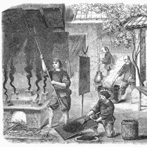 CHINA: INDIGO, 1855. Manufacturing indigo in China. Wood engraving, 1855