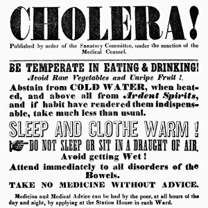 CHOLERA BROADSIDE, 1849. Broadside issued by the New York Sanatory Committee during the cholera epidemic of 1849