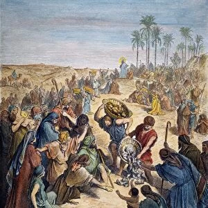 Christ Feeding the Multitude (Matthew 14: 17, 18). Color engraving after Gustave Dor