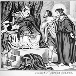 CHRIST BEFORE PILATE. Station Number 1. Lithograph, American, 1845