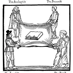 CHURCH OF ENGLAND, 1641. Four Englishmen, each representing a party in opposition