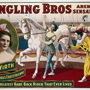 CIRCUS POSTER, c1918. American poster, c1918, for Ringling Brothers Circus, featuring the Australian equestrienne May Wirth