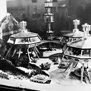 CITY OF THE FUTURE, 1971. Model of an ocean-bottom city with airtight connected buildings, projected by University of Illinois students, 1971