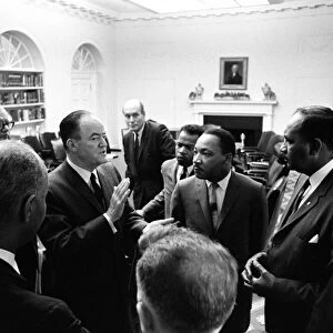 CIVIL RIGHTS, 1966. Vice President Hubert Humphrey speaking with civil rights leaders