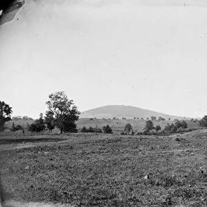 CIVIL WAR: BATTLEFIELD. Second Battle of Bull Run battlefield wtih mountains in