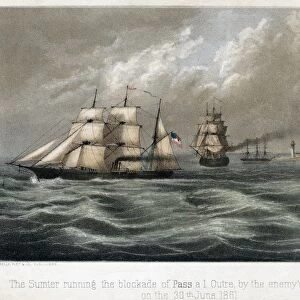 CIVIL WAR: BLOCKADE, 1861. The Confederate cruiser, Sumter, running the Union