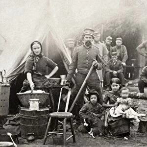CIVIL WAR: CAMP LIFE, 1861. Tent life of the 31st Pennsylvania Infantry of the Union Army at Queens farm, near Fort Slocum, Washington, D. C. Photograph, 1861