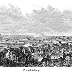 CIVIL WAR: FREDERICKSBURG. View of the Battle of Fredericksburg, Virginia, 13 December 1862
