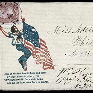 CIVIL WAR: LETTER, c1863. Civil War envelope showing a sailor climbing a flagpole