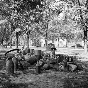 CIVIL WAR: TORPEDO SHELLS. Confederate torpedoes shells in the Arsenal yard of Charleston, South Carolina. Photograph, 1865