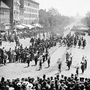 CIVIL WAR: UNION ARMY. Parade of Union troops down Pennsylvania Avenue in Washington, D. C. May 1865. Photograph by Mathew Brady