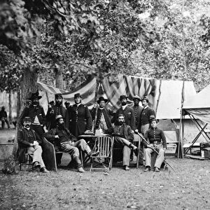 CIVIL WAR: UNION CAMP, 1863. Regimental staff of the 93rd New York Infantry at camp in Bealeton