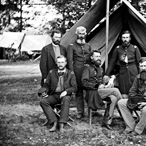 CIVIL WAR: UNION GENERAL General George Stoneman and staff, Fair Oaks, Virginia vicinity